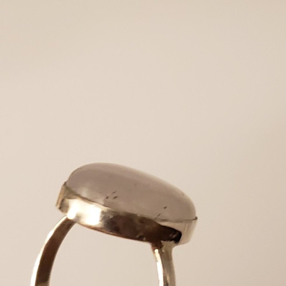 Rainbow Moonstone Oval Cabochon 925 Sterling Silver Ring Size 8.5-.75 Prism Fire - Picture 6 of 7